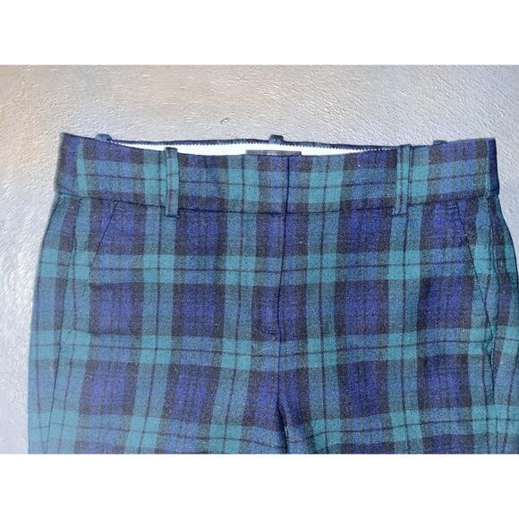 J Crew Women’s Cameron Plaid Pants Size 2 Green And Blue Preppy Style - Picture 3 of 8